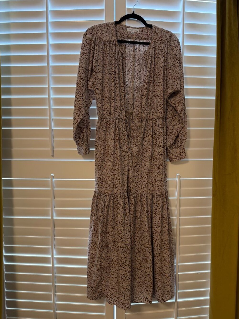 Sweet Baby Jamie Ditsy Floral Midi Dress XS Long Sleeve Button